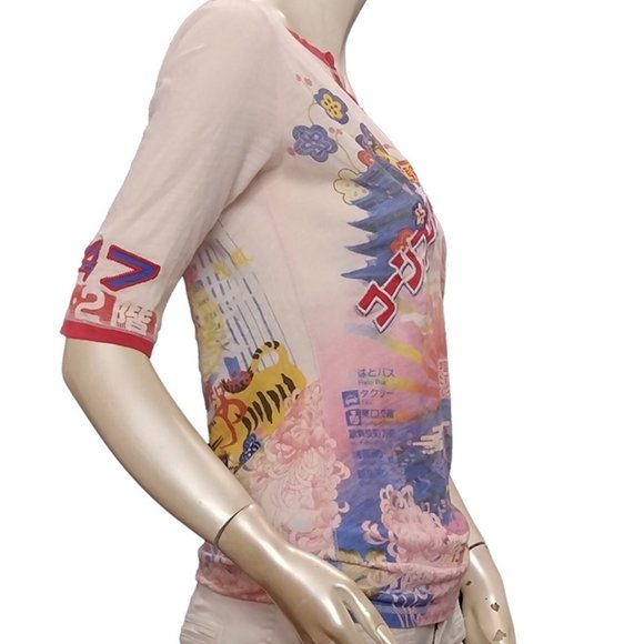 Vintage Lucky Brand Rare Y2K V-Neck Geisha Graphic Tee - Picture 5 of 10